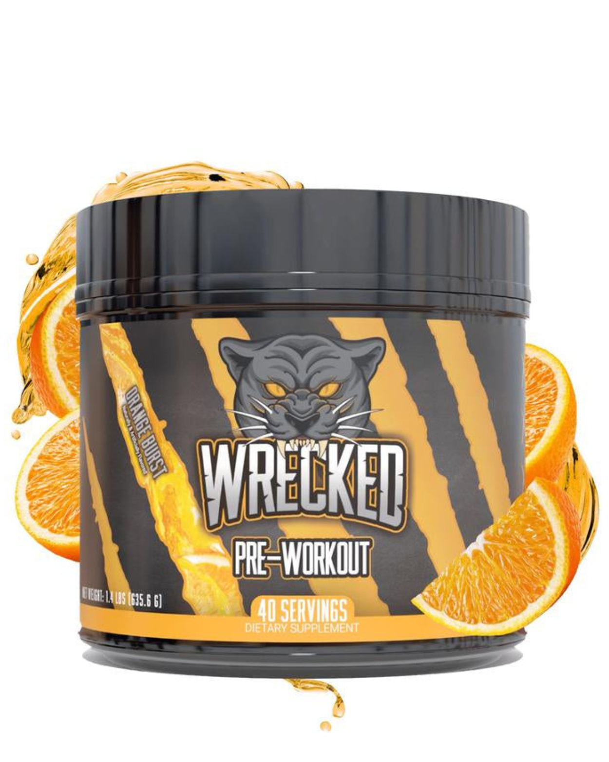 Wrecked Pre Workout Powder - 10g L-Citrulline, 6.4g Beta Alanine, 5g Tyrosine, 1g Alpha GPC, 375mg Fast-Acting Caffeine & More (40 Servings)