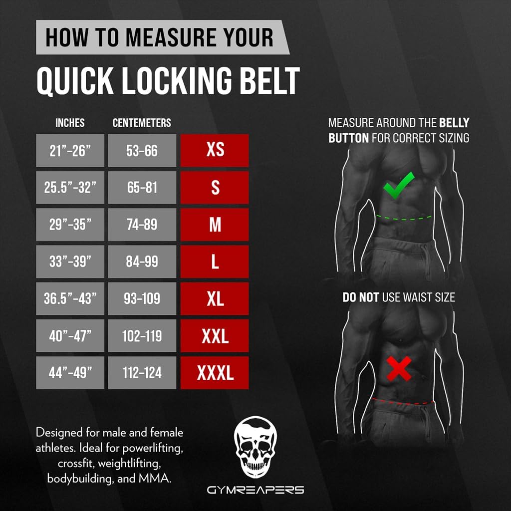 Gymreapers Quick Locking Weightlifting Belt - 4 Inch Neoprene with Metal Buckle - Adjustable Olympic Lifting Back Support