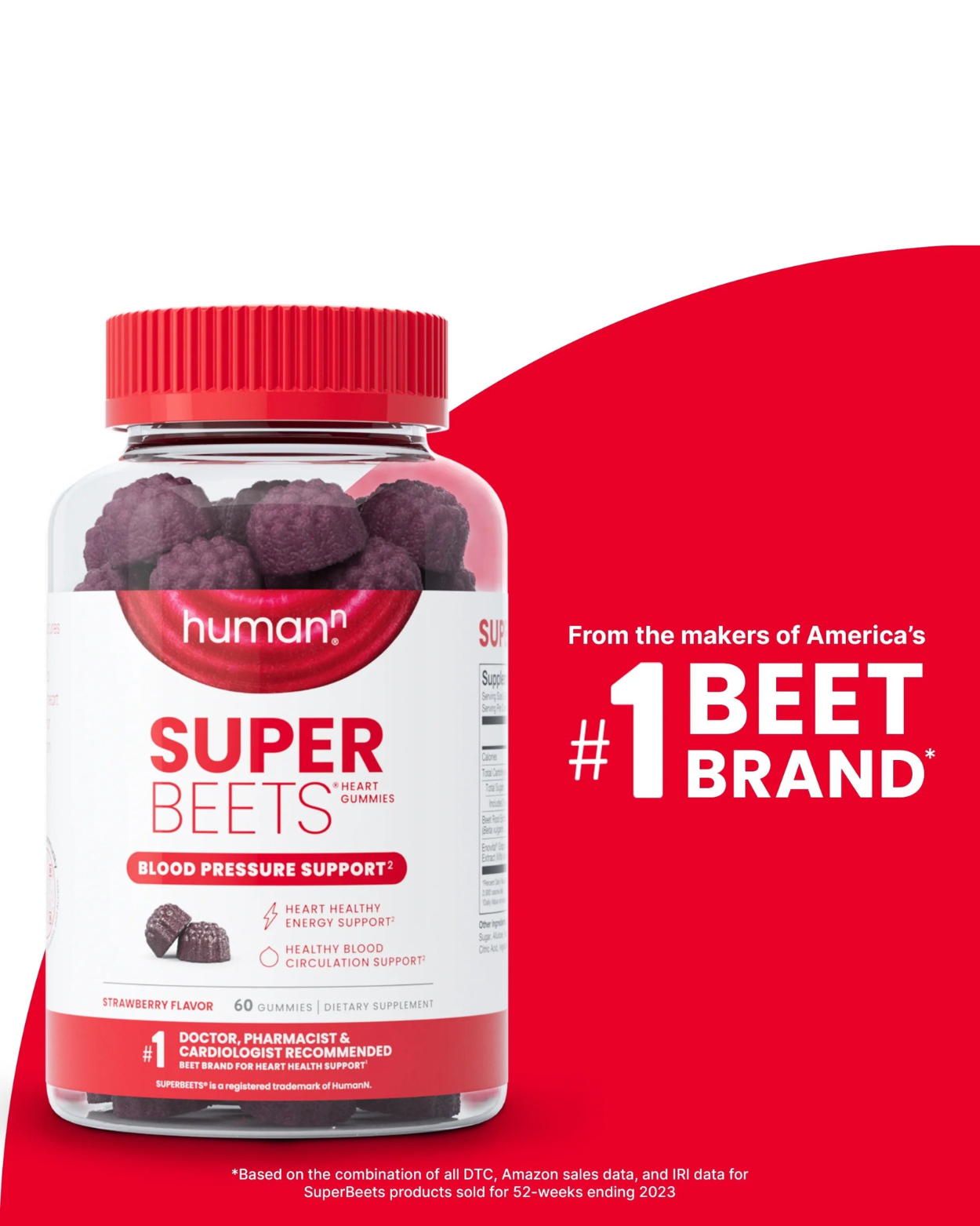 Superbeets Heart Gummies - Strawberry Flavor for Blood Pressure Support, 60 Count