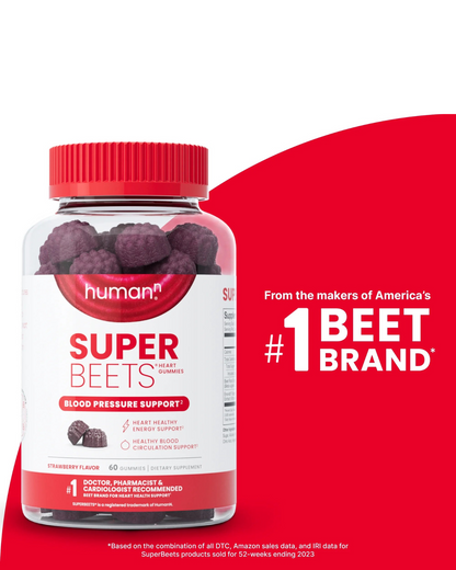 Superbeets Heart Gummies - Strawberry Flavor for Blood Pressure Support, 60 Count