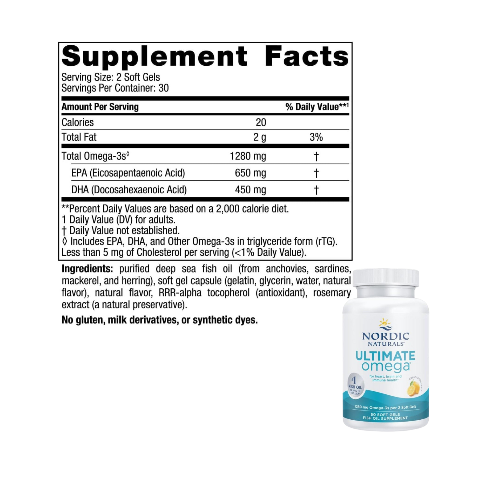 Nordic Naturals Fish Oil Supplement, Lemon Flavor - 1280 Mg Omega-3 - High-Potency Omega-3 Fish Oil Supplement with EPA & DHA - Promotes Brain & Heart Health - Non-Gmo