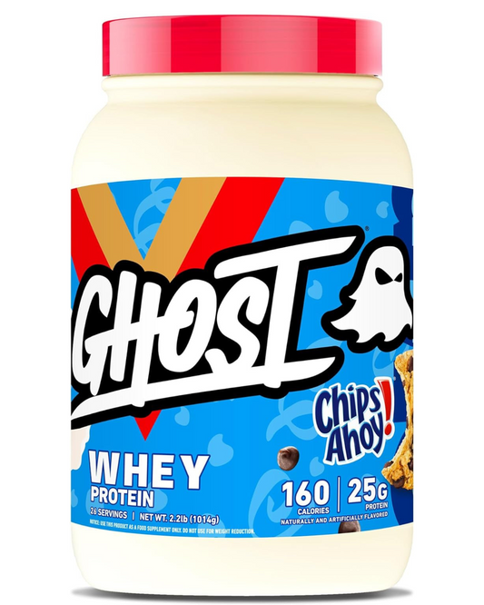 GHOST Whey Protein Powder - Chips Ahoy - 2LB Tub, 25G of Protein - Chocolate Chip Cookie Flavored Isolate, Concentrate & Hydrolyzed Whey Protein Blend