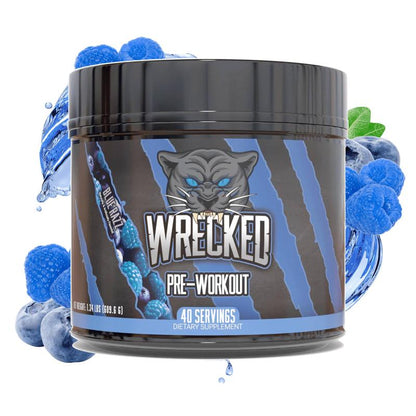 Wrecked Pre Workout Powder - 10g L-Citrulline, 6.4g Beta Alanine, 5g Tyrosine, 1g Alpha GPC, 375mg Fast-Acting Caffeine & More (40 Servings)