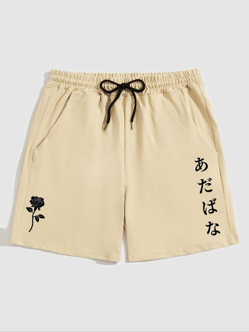 Men'S Letter Print Drawstring Waist Pocket Track Shorts, Summer Clothes, Regular Fit Personalized Casual Soft Comfy Straight Leg Shorts for Summer, Mens Clothing, Men'S Back to School Bottoms for Gym Workout Running, Menswear, Men Gifts, Mens Shorts