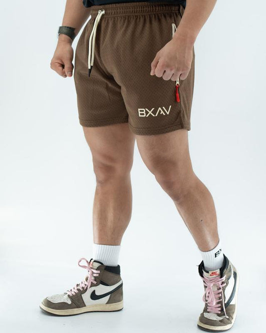 Unit 002 Mesh Shorts 4.5" Inseam (Brown/Cream)