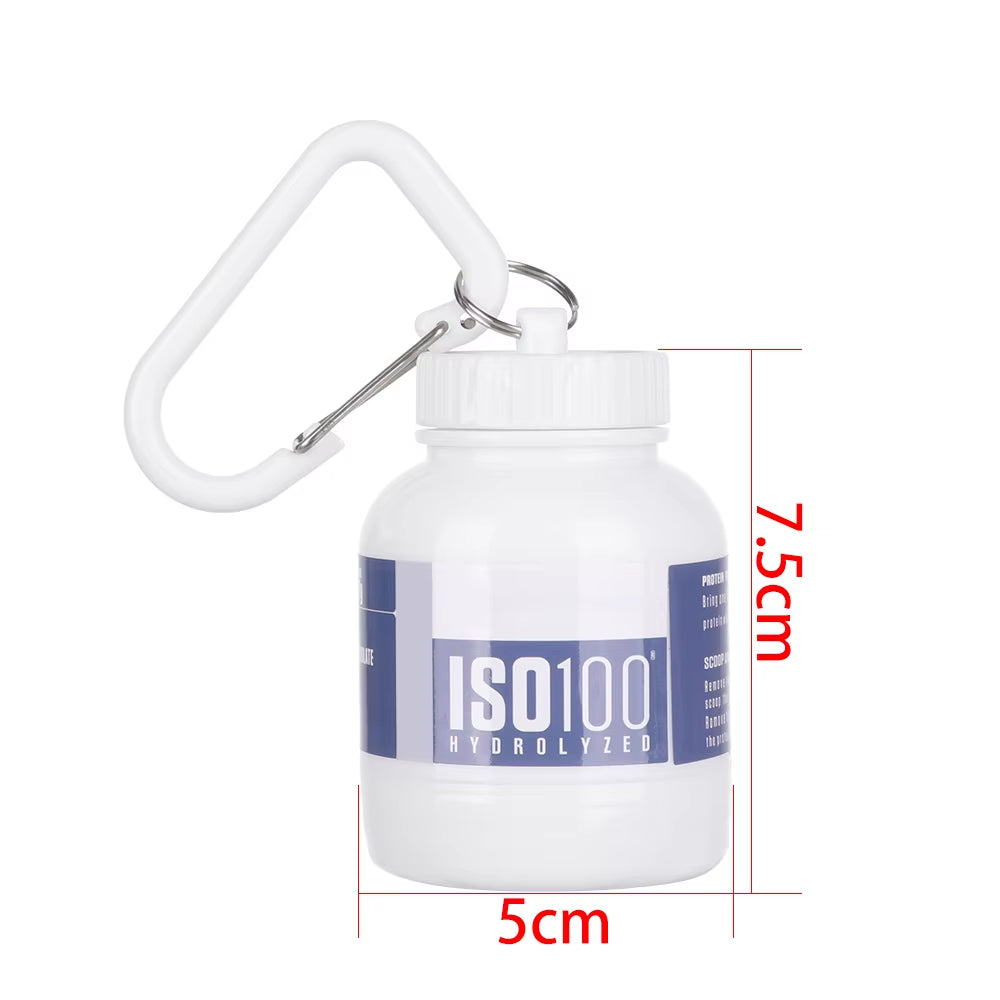 Mini Portable Protein Powder Bottles with Keychain Health Funnel Medicine Bottle Small Water Cup Outdoor Sport Storage