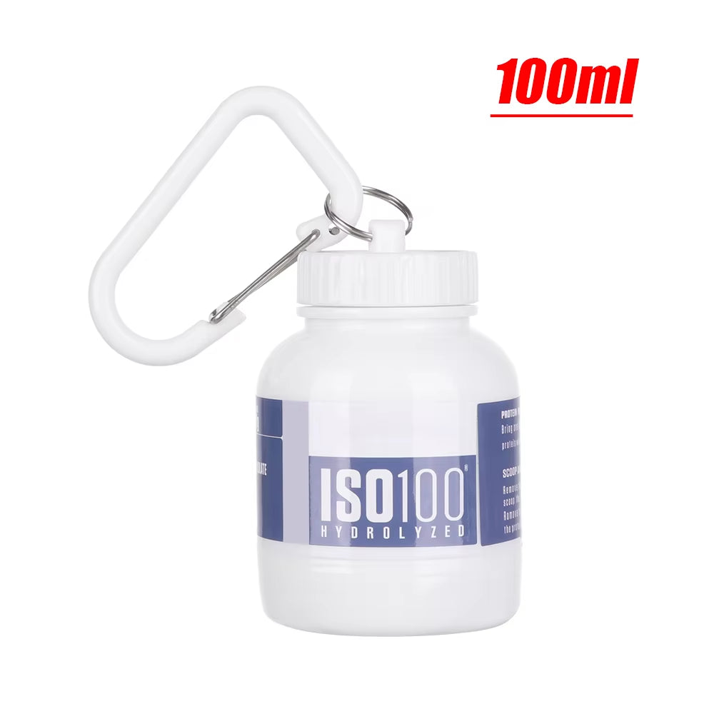 Mini Portable Protein Powder Bottles with Keychain Health Funnel Medicine Bottle Small Water Cup Outdoor Sport Storage