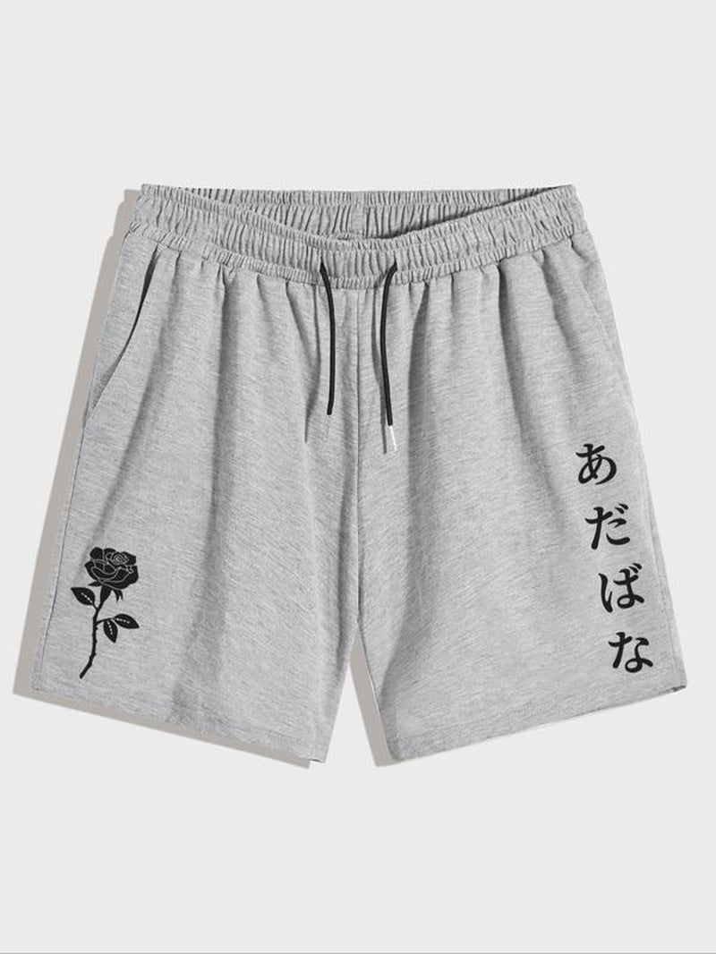 Men'S Letter Print Drawstring Waist Pocket Track Shorts, Summer Clothes, Regular Fit Personalized Casual Soft Comfy Straight Leg Shorts for Summer, Mens Clothing, Men'S Back to School Bottoms for Gym Workout Running, Menswear, Men Gifts, Mens Shorts