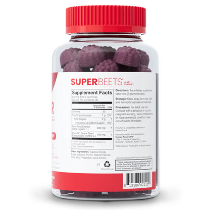 Superbeets Heart Gummies - Strawberry Flavor for Blood Pressure Support, 60 Count