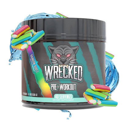 Wrecked Pre Workout Powder - 10g L-Citrulline, 6.4g Beta Alanine, 5g Tyrosine, 1g Alpha GPC, 375mg Fast-Acting Caffeine & More (40 Servings)