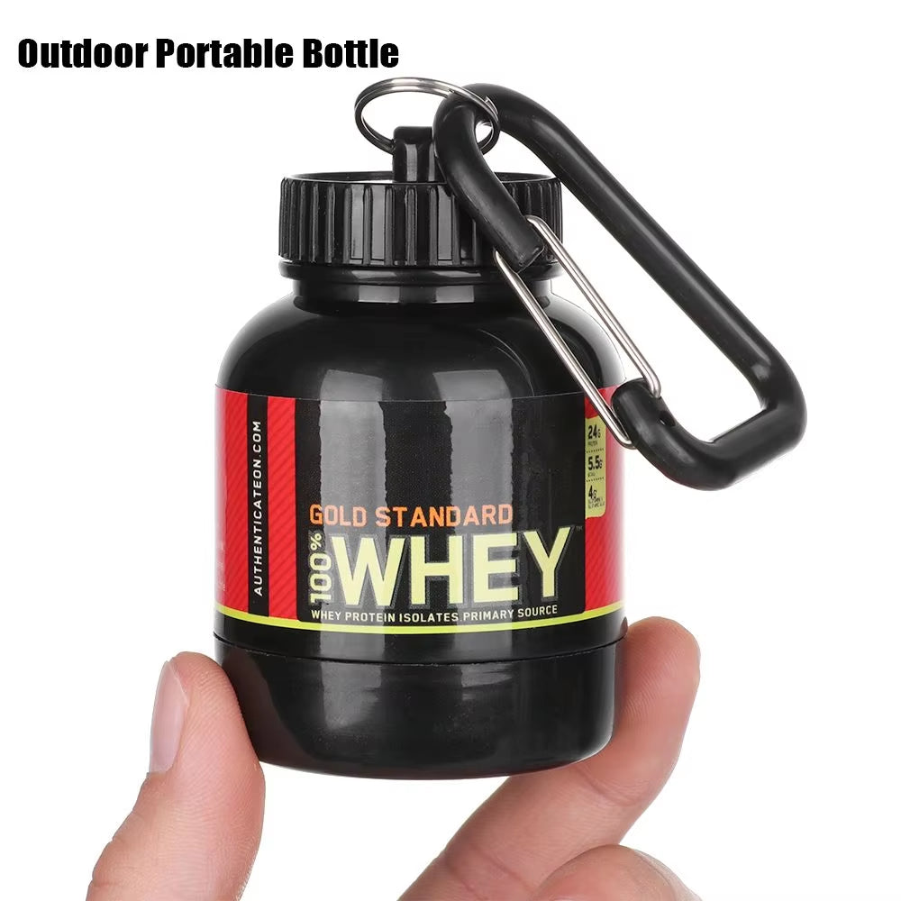 Mini Portable Protein Powder Bottles with Keychain Health Funnel Medicine Bottle Small Water Cup Outdoor Sport Storage