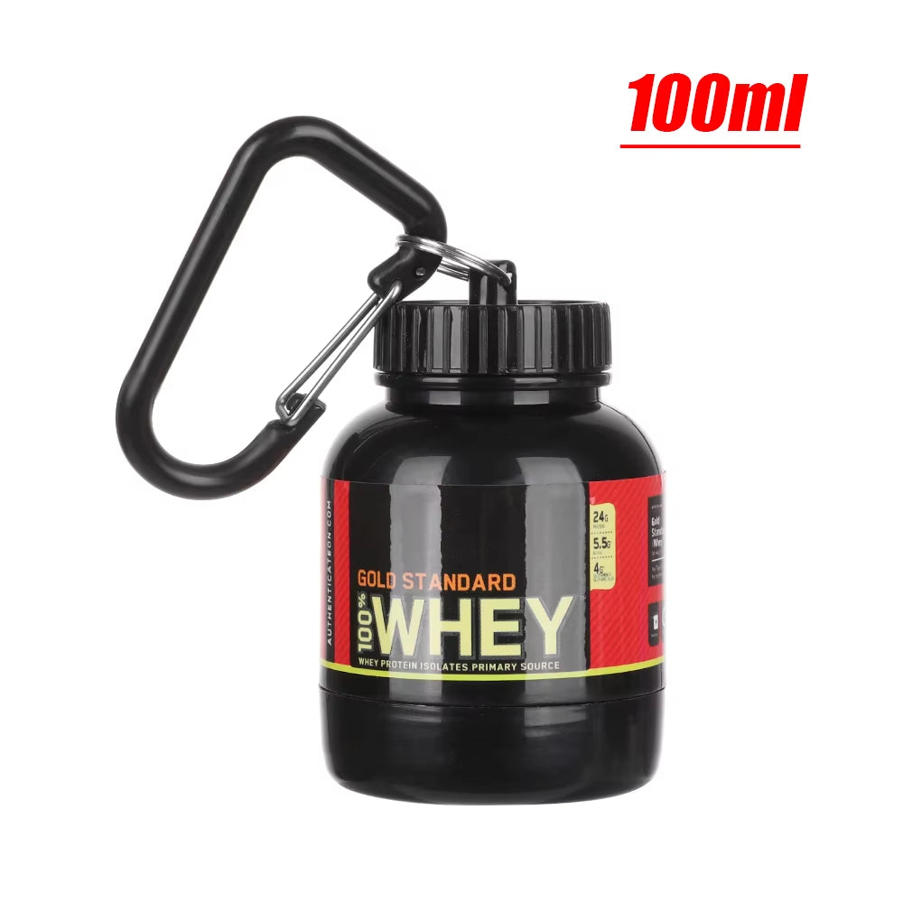 Mini Portable Protein Powder Bottles with Keychain Health Funnel Medicine Bottle Small Water Cup Outdoor Sport Storage