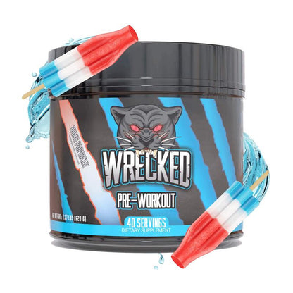 Wrecked Pre Workout Powder - 10g L-Citrulline, 6.4g Beta Alanine, 5g Tyrosine, 1g Alpha GPC, 375mg Fast-Acting Caffeine & More (40 Servings)