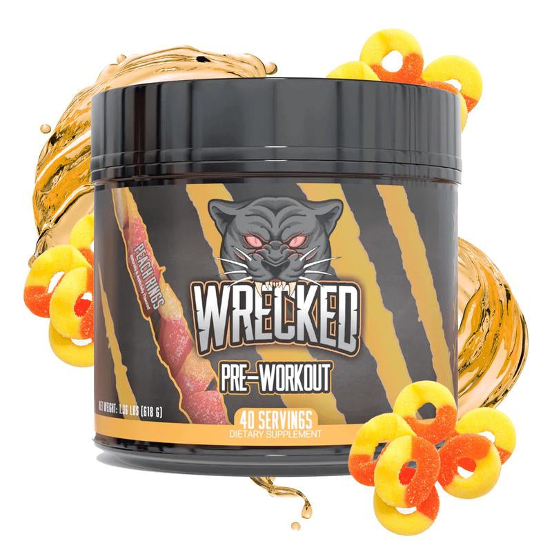 Wrecked Pre Workout Powder - 10g L-Citrulline, 6.4g Beta Alanine, 5g Tyrosine, 1g Alpha GPC, 375mg Fast-Acting Caffeine & More (40 Servings)